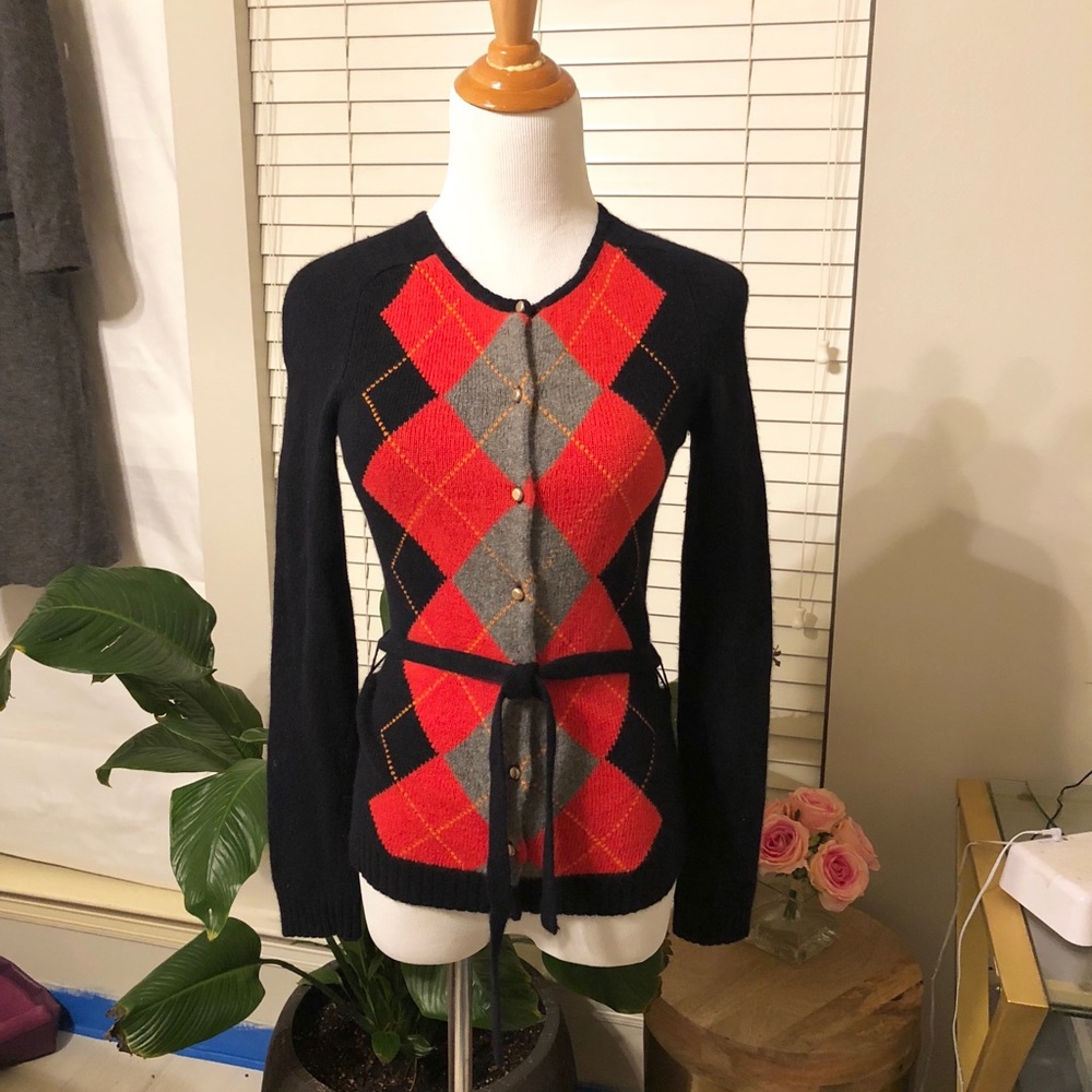 JCrew Wool Argyle Cardigan - Picture 2 of 7